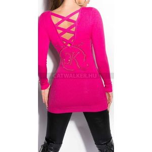 Kötött ruha szegecsekkel díszített - pink - catwalker kép