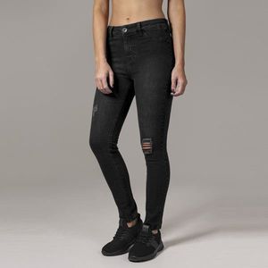 Urban Classics Ladies High Waist Skinny Denim Pants black washed kép