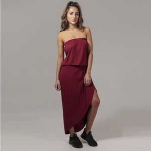 Urban Classics Ladies Viscose Bandeau Dress burgundy kép