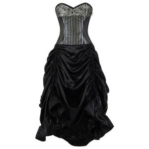 Gothic ruha fekete-ezüst fűzővel 14 (spirál)acél merevítéssel kép