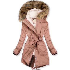 Butikmoda Rózsaszínű parka kabát, meleg plüss béléssel kép