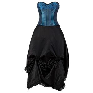Gothic ruha kék-fekete fűzővel 14 (spirál)acél merevítéssel kép