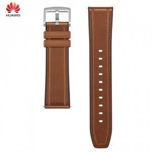Huawei 02232UDD Pótszíj (bőr, állítható, varrás minta), barna - Huawei Watch GT / Honor Watch Magic kép