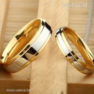 Nemesacél ezüst-arany színű karikagyűrű, 11 kép