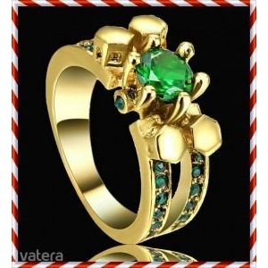 Csoda szép arany filled smaragd kristály gyűrű 16, 2 mm es AKCIÓ kép