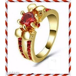 Mese szép arany filled rubin kristály gyűrű 17, 6 mm es AKCIÓ kép