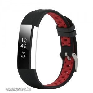 Fitbit Alta / Alta HR cserélhető szilikon sport szíj - nike hermes - fekete - piros lyukacsos kép