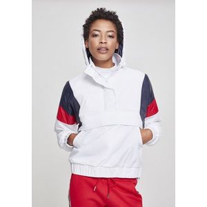 Urban Classics Ladies 3-Tone Padded Pull Over Jacket white/navy/fire red kép