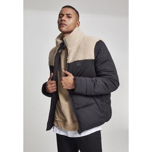 Urban Classics Sherpa Mix Boxy Puffer Jacket blk/darksand kép