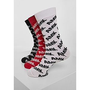 Mr. Tee AMK Allover Socks 3-Pack black/red/white kép