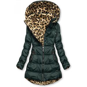 Butikmoda Zöld színű/leopárdmintás kifordítható kabát kép