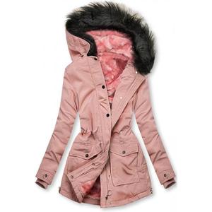 Butikmoda Rózsaszínű kabát plüss béléssel kép