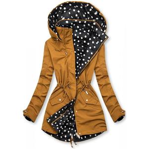 Butikmoda Kifordítható parka kabát - barna színű/pöttyös kép