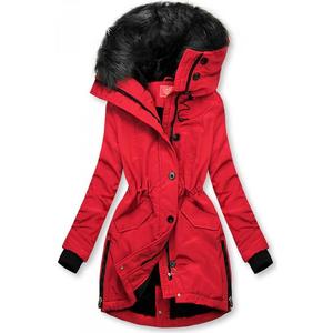 Butikmoda Piros színű téli kabát magas gallérral kép