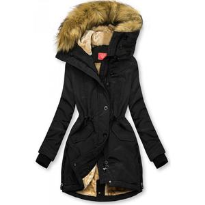 Butikmoda Fekete színű téli kabát magas gallérral kép