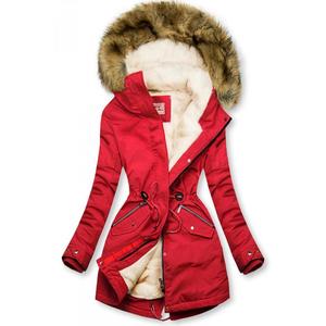 Butikmoda Piros és ekrü színű meleg téli parka kép