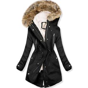 Butikmoda Fekete színű parka kabát, meleg plüss béléssel kép