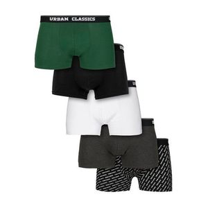 Urban Classics Boxer Shorts 5-Pack wht+dgrn+cha+logo aop+blk kép