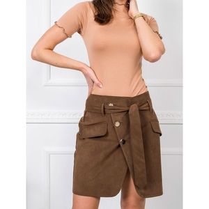 RUE PARIS Brown skirt with a belt kép