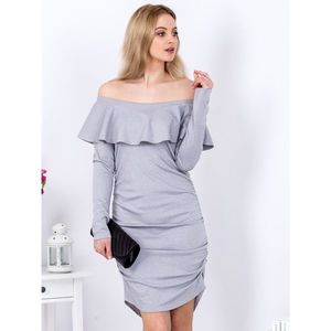 Pleated gray dress with a wide frill kép
