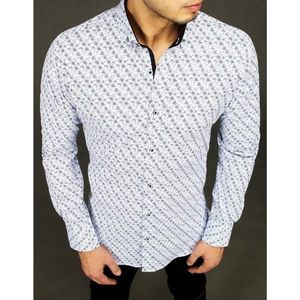 White elegant men's shirt with patterns DX2020 kép