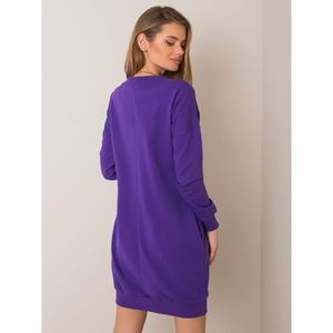 RUE PARIS Dark purple sweatshirt dress with drawstrings kép