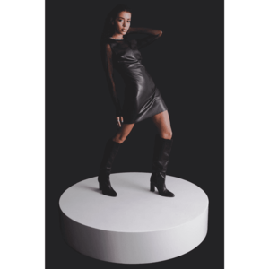BSL Black faux leather dress kép