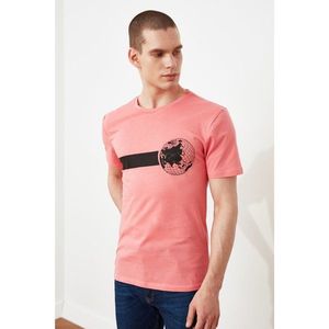 Trendyol Dried Rose Men's Slim Fit Printed Short Sleeve T-Shirt kép