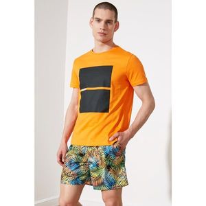 Trendyol Orange Men's Slim Fit Short Sleeve Slogan Printed T-Shirt kép
