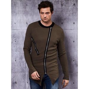 Men's khaki sweatshirt with zippers kép
