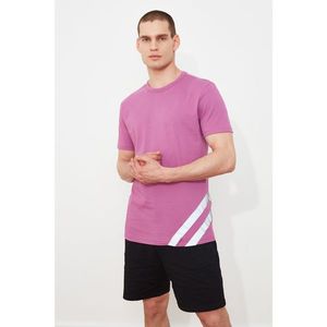 Trendyol Purple Men's Regular Fit Short Sleeve Reflector Printed T-Shirt kép