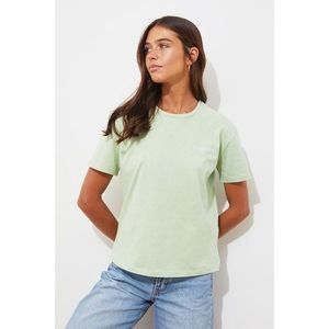 Trendyol Mint Embroidered Semifitted Knitted T-Shirt kép