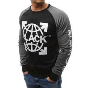 Black men's sweatshirt with print BX3451 kép