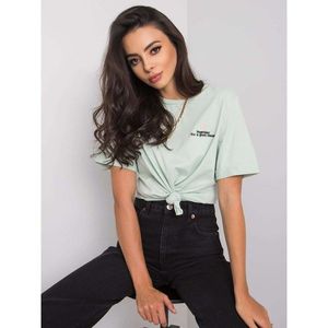 Ladies' mint t-shirt with embroidery kép