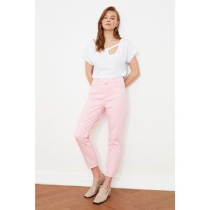 Trendyol Pink Double Button High Waist Mom Jeans kép