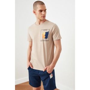 Trendyol Stone Men's Slim Fit Crew Neck Short Sleeve Printed T-Shirt kép