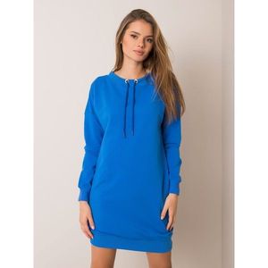 RUE PARIS Blue sweatshirt dress with drawstrings kép