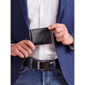 Men´s black leather horizontal wallet kép