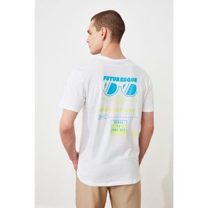 Trendyol White Men's Regular Fit Short Sleeve Printed T-Shirt kép