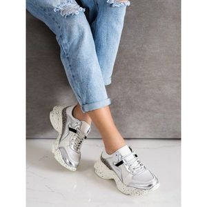 GOODIN LEATHER SNEAKERS WITH SILVER INSERTS kép