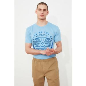 Trendyol Blue Men's Slim Fit Short Sleeve T-Shirt kép