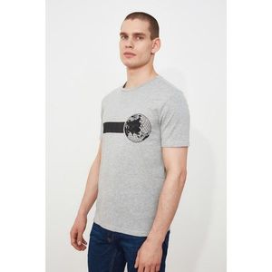 Trendyol Gray Men's Slim Fit Printed Short Sleeve T-Shirt kép