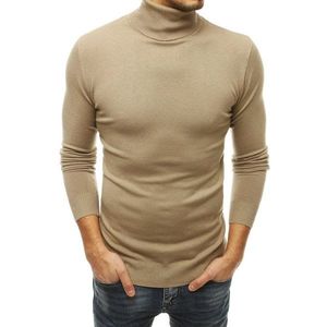 Men's beige turtleneck sweater WX1533 kép