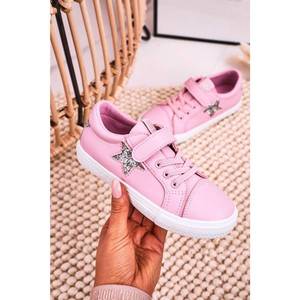 Children's Leather Sneakers With A Star BIG STAR DD374104 Pink kép