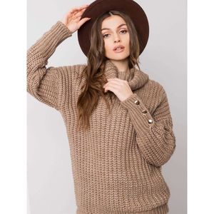 Ladies dark beige turtleneck sweater kép