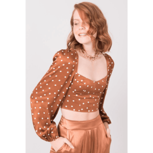 BSL Light brown polka dot blouse kép