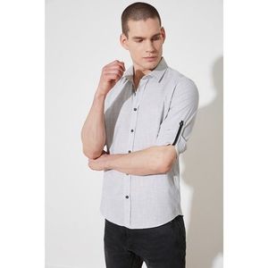 Trendyol Khaki Men's Button Collar Epaulet Slim Fit Shirt kép