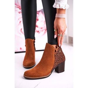 Women’s Leather Block Heel Boots Maciejka Camel 04833-43 kép
