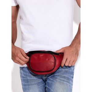 Burgundy leather kidney with an elliptical pocket kép