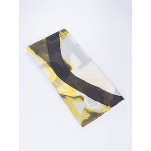 Yellow square shawl with a letter pattern and stripes kép